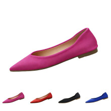 Willtoo Women's Solid Color Pointed Toe Flat Lace-Up Shoes