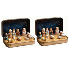 Mini Religious Easter Nativity Set 2 pcs in tin box
