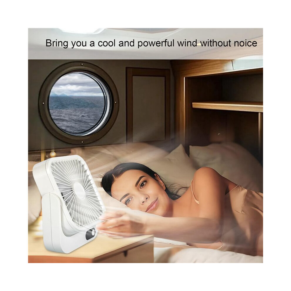 2X Portable Magnetic Fan For Cruise Ship With 5000Mah Usb Rechargeable Battery For Travel Kitchen Office Stateroom White 6031643721766