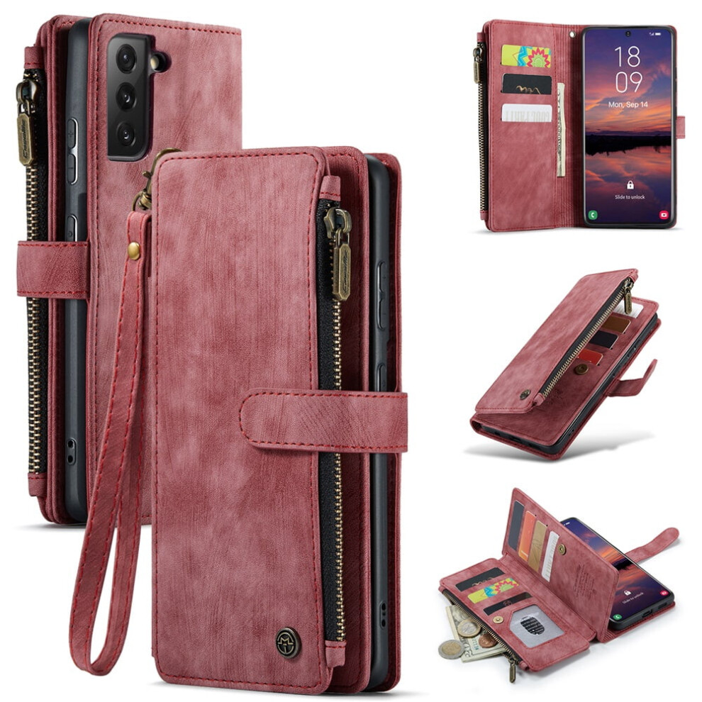 Caseme Wallet Case For Samsung Galaxy S22 6.1-Inch Red 908436763035