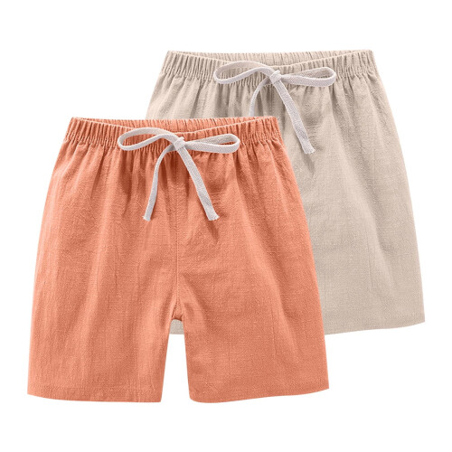 Kids Cotton Linen Shorts Drawstring Navy 2-Pack 6-7 Years