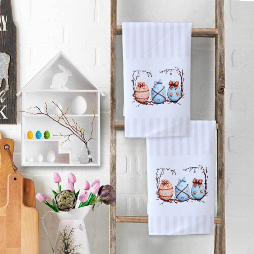 Easter Dish Towel Polyester Cotton Egg Pattern