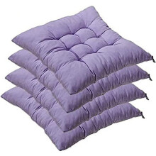 4-Pack 16x16" Light Purple Cotton Chair Pads – All-Weather Cushions for Wicker, Rocking & Dining Chairs, Patio, Camping & Kitchen – Compatible