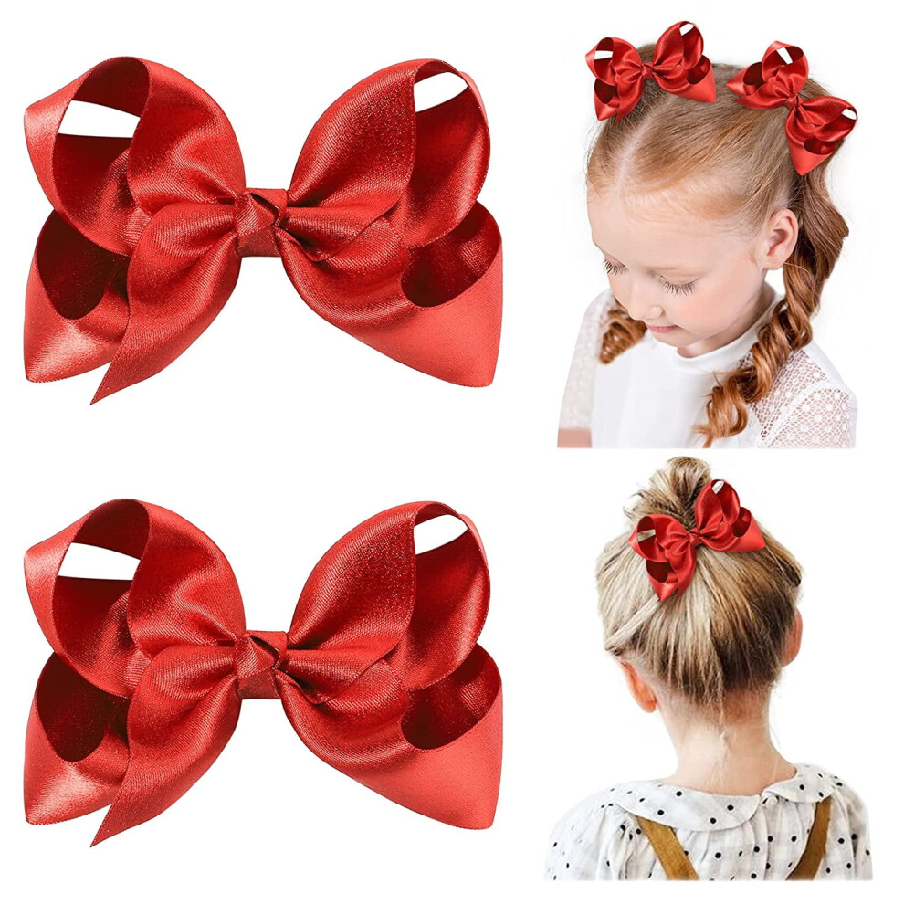 Hair Bows for Girls White Grosgrain Ribbon Alligator Clips