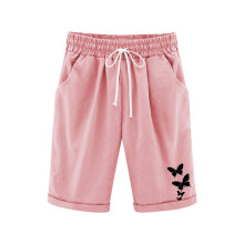 Girls Bermuda Shorts Pink Solid Elastic Waist Knee Length