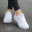 Women's mesh cross-strap flat sneakers white 4