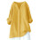 Camicia da donna in lino a maniche lunghe con scollo a V e bottoni, gialla, 4