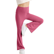 Girls Flare Leggings with Pockets Knit Rib Stretch Bell