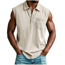 Men's V-Neck Sleeveless Tank Top with Pockets