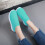 Damen-Laufschuhe mit Mesh-Sohle, grün, Größe 7,5 5