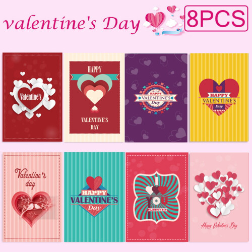 Valentine's Day Heart-Shaped Greeting Cards 8-Pack