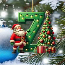 Christmas Tree Pendant with 26 Initial Ornaments Green