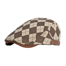 Béret à visière pour femme, style rétro britannique, à carreaux losanges1