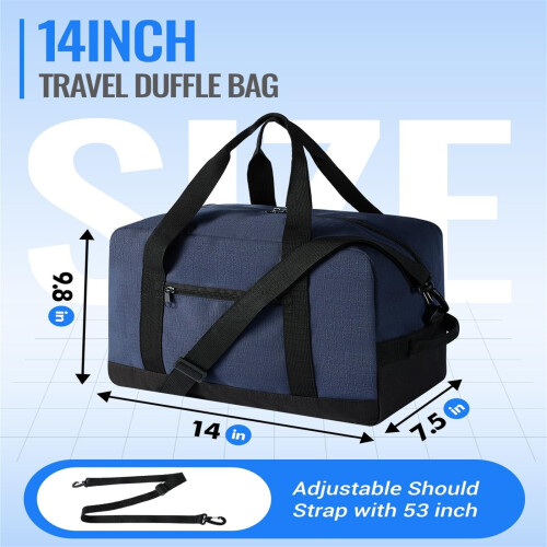 Bolsa de ginástica têxtil azul, mini bolsa de viagem de 14 polegadas 2