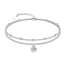 Scallop Shell Anklet 925 Sterling Silver Adjustable 11 Inch