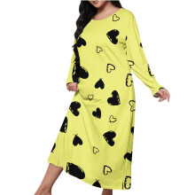 Women's Casual Long Robe Pajamas Home Wear Yellow XL