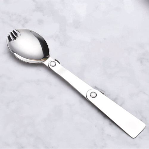 Stainless Steel Foldable Travel Spoon Silver 1