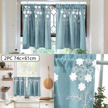 Floral Lace Curtains for Kitchen or Bedroom 29 x 24 Inch 2