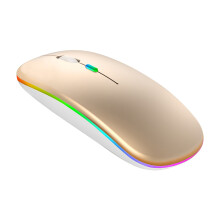 LED draadloze muis, slank, oplaadbaar, stil, 2,4 GHz