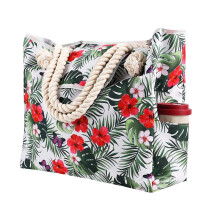 Beach Bags for Women Large Waterproof Sandproof Canvas Tote Bag Zipper Shoulder Travel Bag