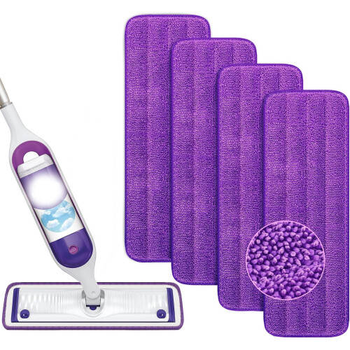 Microfiber Mop Pads Reusable 4-Pack Machine Washable