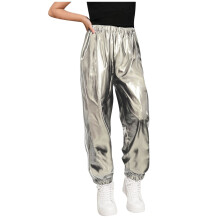 Girls Metallic Holographic Jogger Pants Silver 9-10 Years