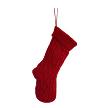 Knitted Christmas Stockings, 18"x7", Solid Red, for Fireplace, Party Decor & Gifts – Compatible with Standard Hooks