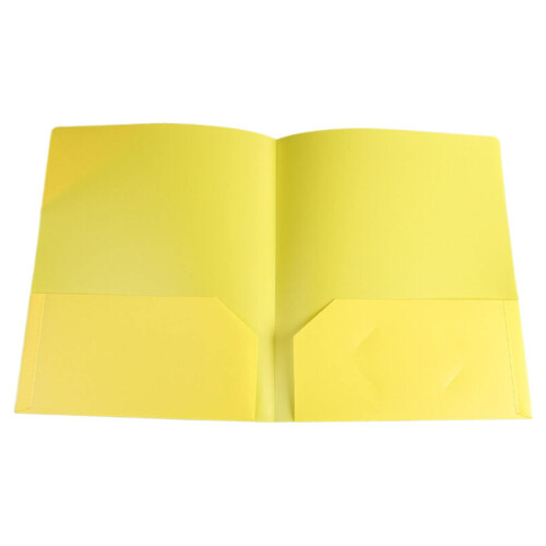 Poly Two-Pocket Portfolio with 3-Prong Double-Insert Yellow