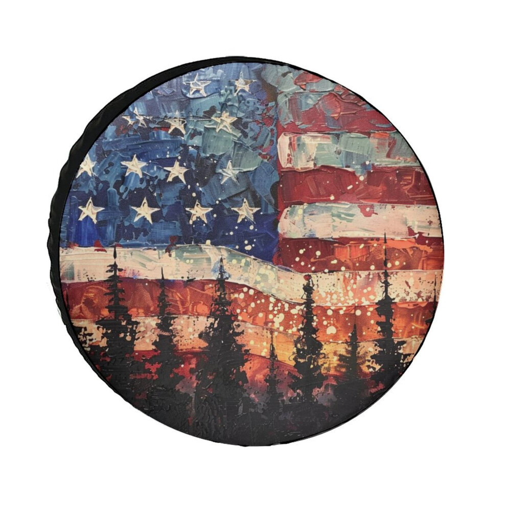 American Flag Spare Tire Cover Waterproof Polyester 15 Inch 937196989881
