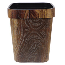 Plastic Trash Can Wooden Pattern 12L Square Reusable