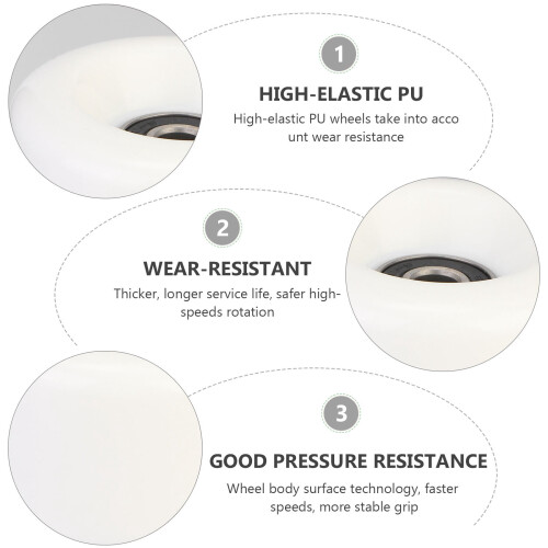 White PU Roller Skates Wheels with Bearings 4 pcs 2