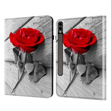 Tablethoes voor Samsung Galaxy Tab S9+ S9FE+ Rode Bloemen PU