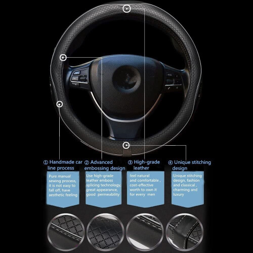 Steering Wheel Cover Microfiber Leather Rubber Grip 1 Pack 2
