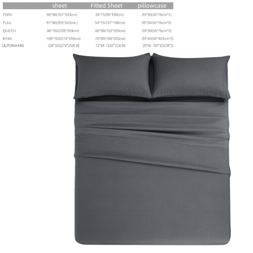 Bedding Set Polyester 4-Piece Grey California King 1