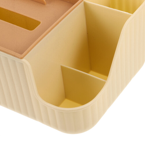 Rektangulær servietæske beige plastik 1-pak 2
