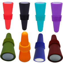 Tapón de vino con base de acero inoxidable y diseño colorido (8 unidades)