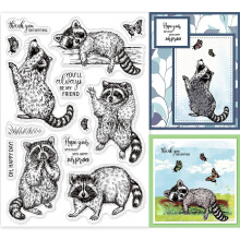 Realistic Raccoon Butterfly Clear Silicone Stamp Set