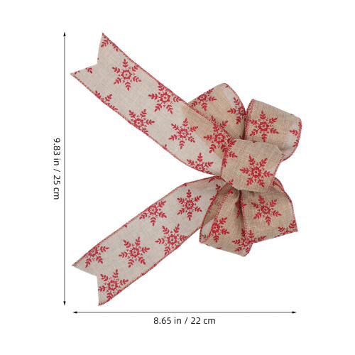 Χριστουγεννιάτικα φιόγκοι από λινάτσα με ρουστίκ διακόσμηση, συσκευασία των 5 1