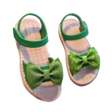 Girls Sandals Floral Dress Shoes Open Toe Green Size 3-3.5