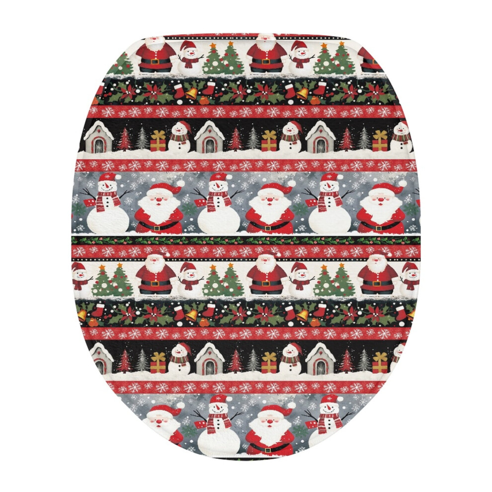 Santa And Snowman Toilet Lid Cover Flannel 1 Piece 971050364841