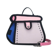 2D kreslená crossbody kabelka, priestranný interiér, 1 kus