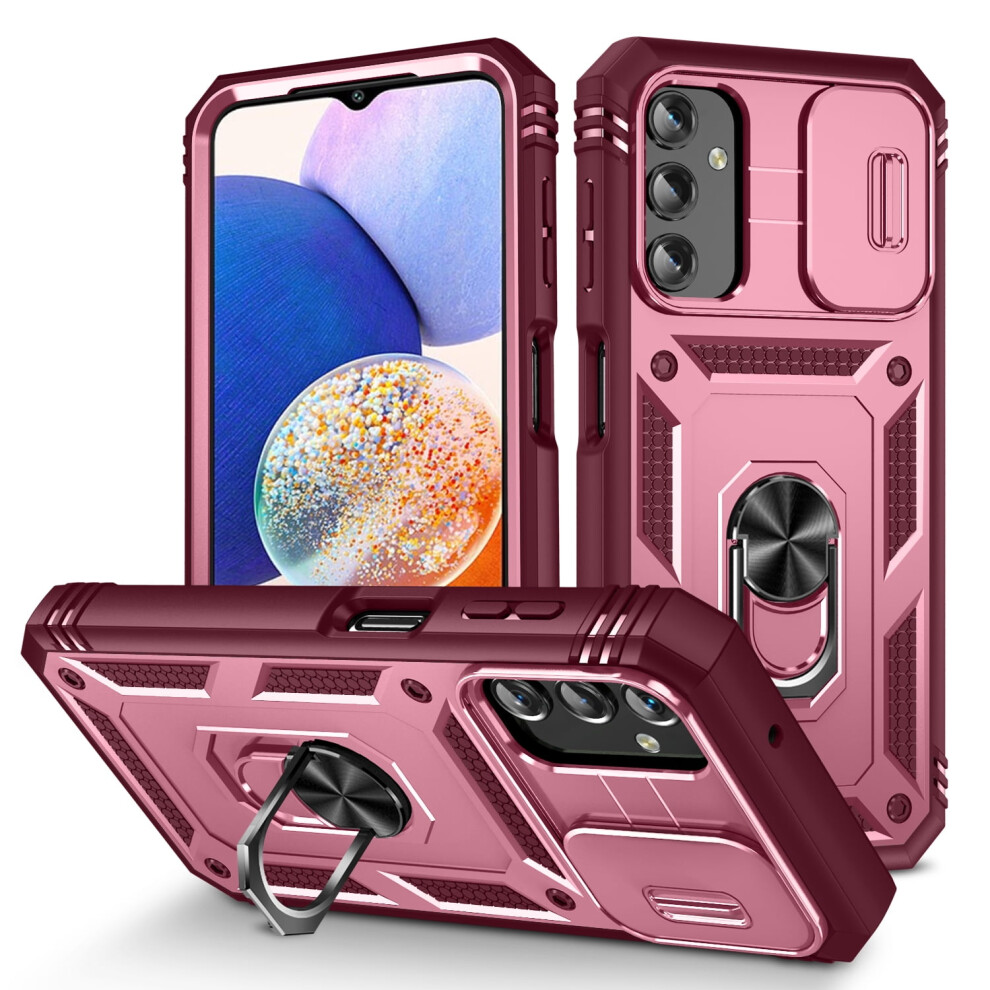 Samsung Galaxy A25 5G Shockproof Card Holder Case Pink Red Pink,Red 937196995783