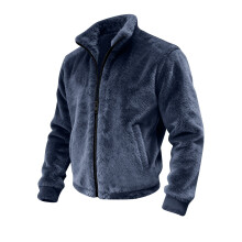 Veste polaire homme, couleur unie, fermeture éclair, bleu marine, taille XXXL