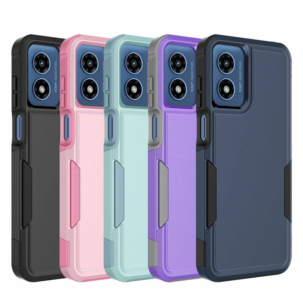 Rugged Dual-Layer Case For Motorola Moto G Play 4G 2024 Blue 9122141593393