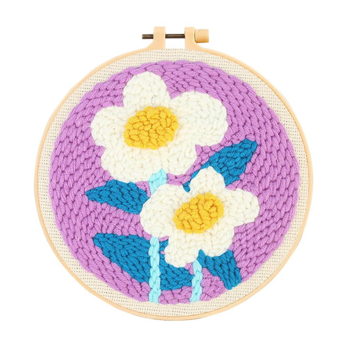 Punch Needle Embroidery Kit Flower Design 8 inch