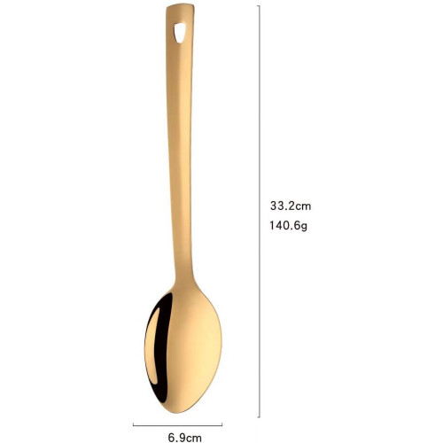 Ensemble de 4 cuillères de service en acier inoxydable avec manche doré 2