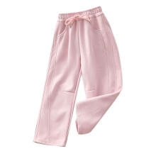 Girls Solid Wide Leg Pants Stretchy High Waist Pink 6-7