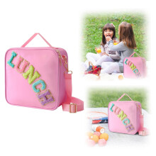 Sac à lunch isotherme preppy avec lettres brodées, 1 pièce