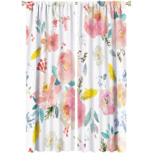 Watercolor Flower Curtains Pink Floral Blackout 52x84in