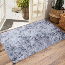 Faux Fur Area Rug Grey 19x31 Inch Non-Slip Shaggy